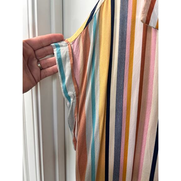 Umgee Women's Beachy Boho Resort Wear Bleached Striped Mini Dress SZ Medium - Picture 3 of 10